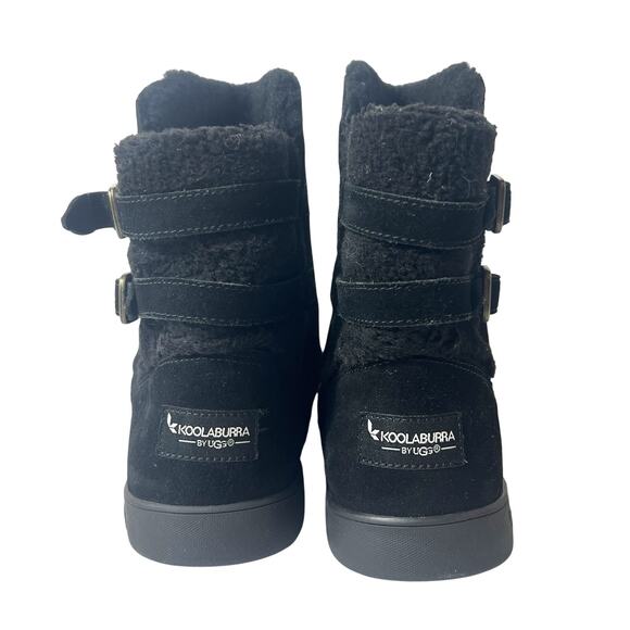 Koolaburra By Ugg Black Suede Winter Boots Women's Sz 10 Faux Fur Lining Pull On - Picture 9 of 12